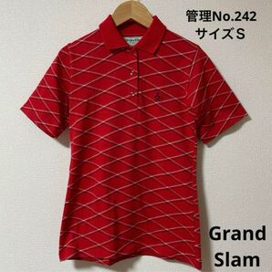 ★送料無料★ 即決 レディース ポロシャツ レッド ダイヤモンドパターン Grand Slam サイズS