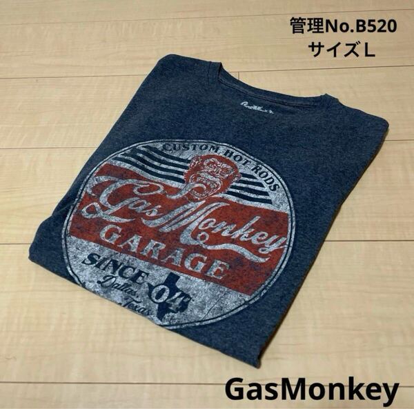 ★送料無料★ 即決 メンズ USA古着 片面プリント Tシャツ ダークグレー GasMonkey サイズL