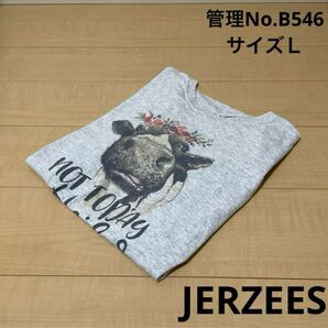 ★送料無料★ 即決 メンズ USA古着 片面プリント 牛のイラスト Tシャツ グレー JERZEES