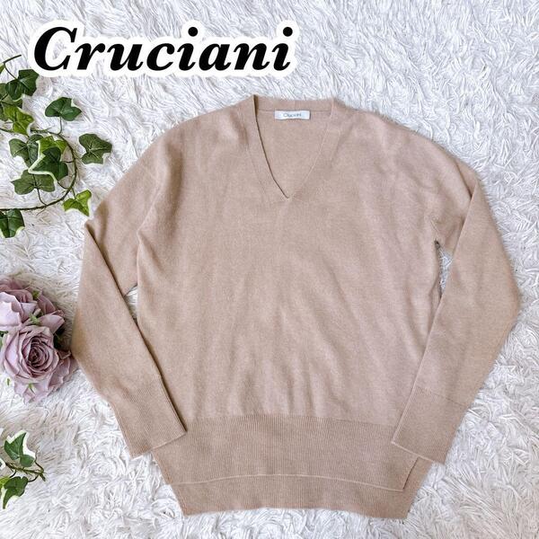 送料無料 近年モデル Cruciani クルチアーニ ウールカシミヤ Vネック ニット サイズ38 イタリア製 ベージュ