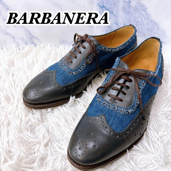 送料無料 BARBANERA バルバネーラ 革靴 レザー コンビシューズ ウイングチップ ドレスシューズ イタリア製 サイズ SP6 25cm 相当