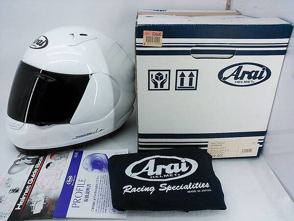 【送料無料】外装程度上 Arai アライ PROFILE プロファイル グラスホワイト Lサイズ スモークシールド&元箱付き フルフェイスヘルメット