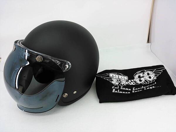 【送料無料】TT&CO スーパーマグナム マットブラック M/L バブルシールド付き ジェットヘルメット