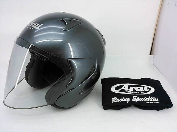 【送料無料】外装美品 Arai アライ SZ-F SZF ALUMINA GRAY アルミナグレー Mサイズ ジェットヘルメット