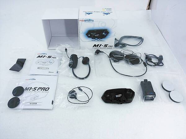 【送料無料】FODSPORTS Bluetooth インカム M1-S Pro ワイヤー&アームマイク 元箱付き 管31
