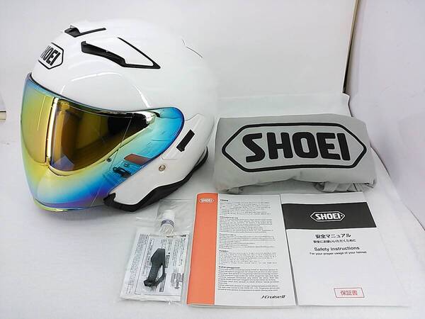 【送料無料】外装程度上 SHOEI ショウエイ J-Cruise2 Jクルーズ2 ルミナスホワイト S ミラーシールド付き インナーバイザー欠品 ヘルメット
