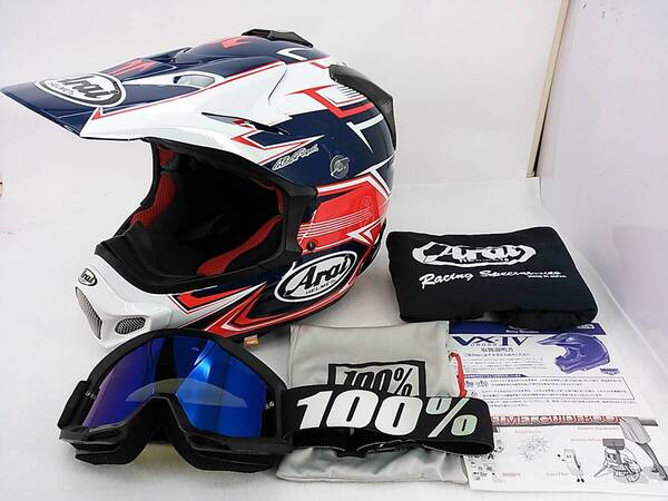 【送料無料】程度上 Arai アライ V-CROSS4 Vクロス4 SLY スライ Mサイズ ゴーグルのおまけ付き オフロードヘルメット