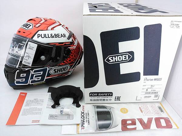 【送料無料】使用回数少 美品 SHOEI ショウエイ X-Fourteen X-14 MARQUEZ5 マルケス5 Sサイズ 元箱付き フルフェイスヘルメット