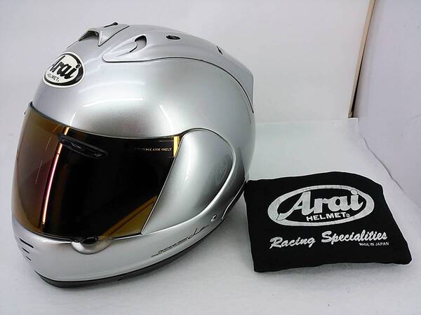 【送料無料】外観程度上 Arai アライ RAPIDE-SR ラパイドSR アルミナシルバー Mサイズ ミラーシールド付き フルフェイスヘルメット