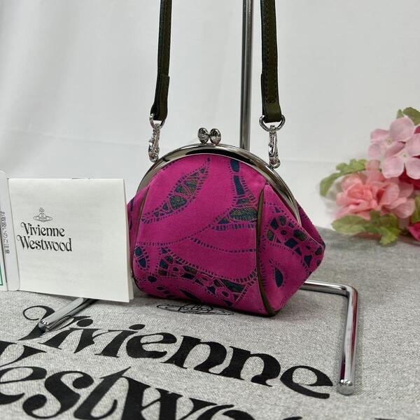 【未使用級】Vivienne Westwood ヴィヴィアンウエストウッド ショルダーバッグ ミニバッグ パーティーバッグ がま口 レザー オーブ ピンク