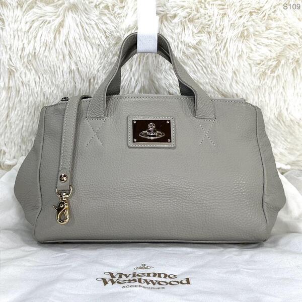 【極美品】VIVIENNE WESTWOOD ヴィヴィアンウエストウッド オーブ 2way ハンドバッグ ショルダーバッグ レザー グレー メンズ レディース