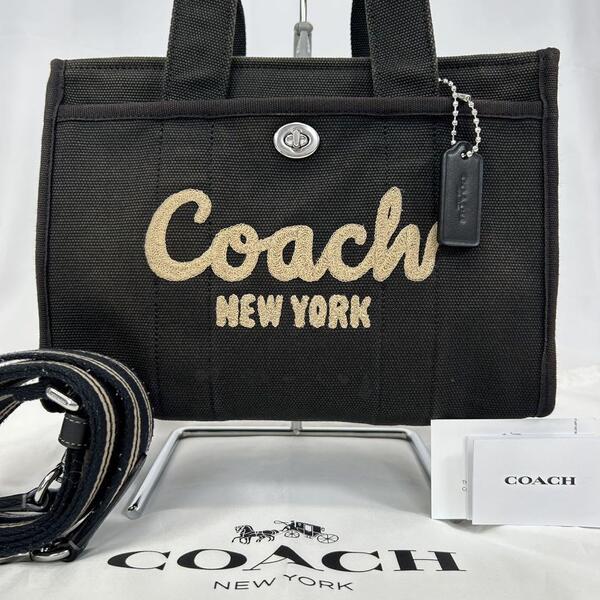 【極美品/現行】COACH コーチ CP164 2way トートバッグ ハンドバッグ ショルダーバッグ キャンバス 手提げ ブラック 黒 メンズ レディース