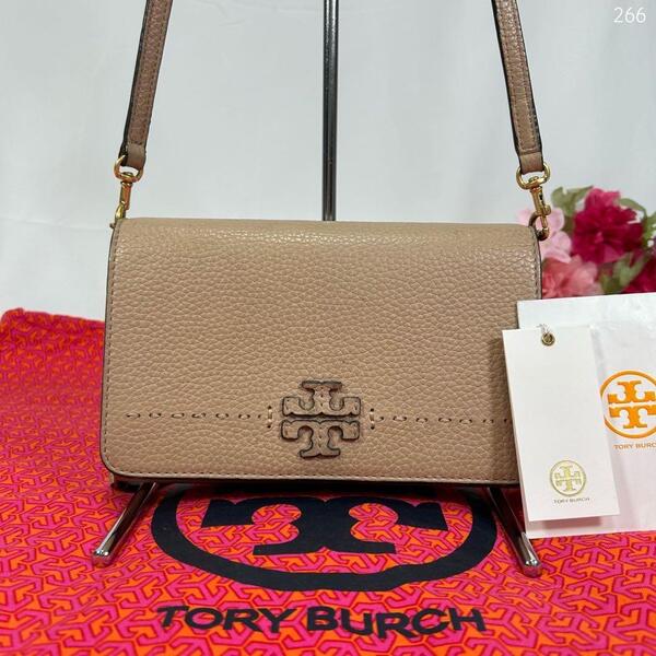 【極美品】TORY BURCH トリーバーチ マックグロー2way ショルダーバッグ ミニバッグ レザー 斜め掛け ベージュ ピンクベージュ レディース