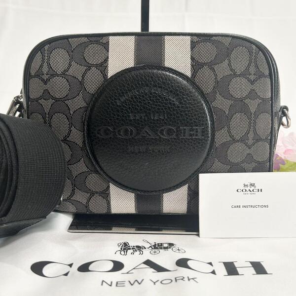 【極美品】COACH コーチ 1912 デンプシー 2way ショルダーバッグ ミニバッグ クラッチバッグ レザー 斜め掛け ブラック 黒 レディース