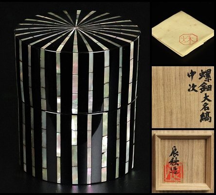 螺鈿蒔絵平棗「桔梗」(下出 直司)｜ギャラリージャパン