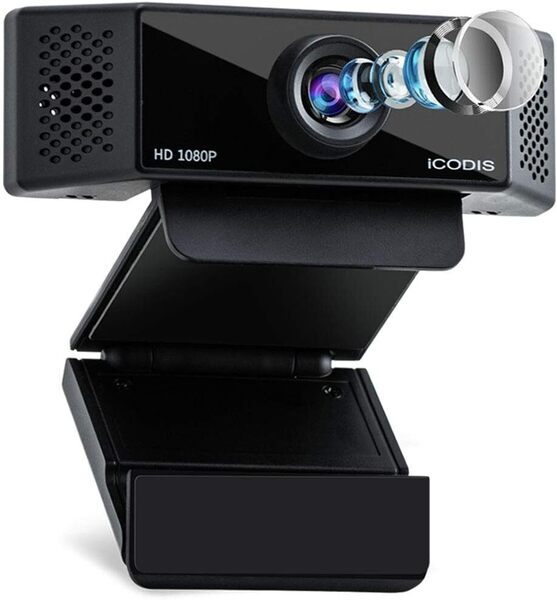 iCODIS ウェブカメラ PCカメラ Webカメラ フルHD:200万画素 1080P H.264圧縮技術 30FPS 広角Webカメラ 内蔵マイク 小型 ブラック