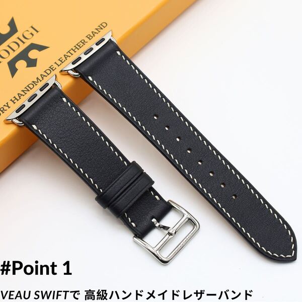 MODIGI アップルウォッチ レザーバンド 本革ベルト 40mm 41mm 42mm 45mm 46mm 49mm Apple watch 10 ultra series ベルト ウルトラ 黒