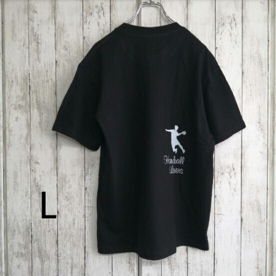 新品未使用 メンズ ハンドボール Tシャツ 半袖 ブラック コットン L 63