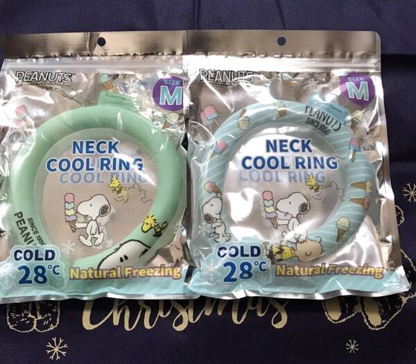 新品 ネッククールリング ピーナッツ スヌーピー チャーリーブラウン 2点セット 薄緑 水色 熱中症対策