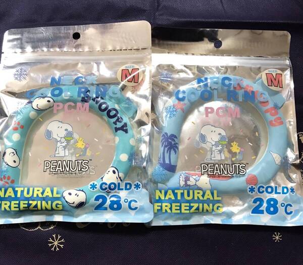 新品 ネッククールリング ピーナッツ スヌーピー 2点セット 水色 熱中症対策