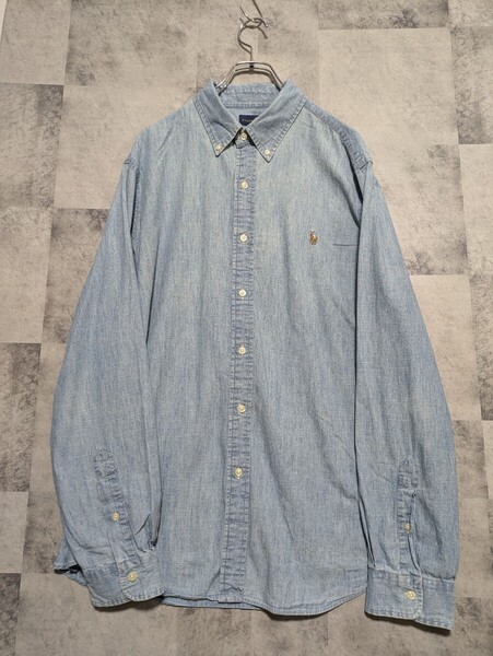 ポロラルフローレン POLORALPHLAUREN シャンブレーシャツ XL CLASSICFIT ボタンダウンシャツ デニムシャツ 長袖シャツ OSAGARI