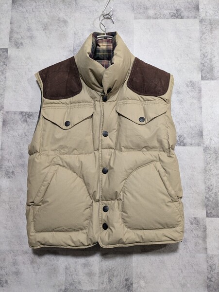 NAUTICA ノーティカ リバーシブルダウンベスト レザーショルダーパッド 裏地チェック ヴィンテージ 古着 OSAGARI