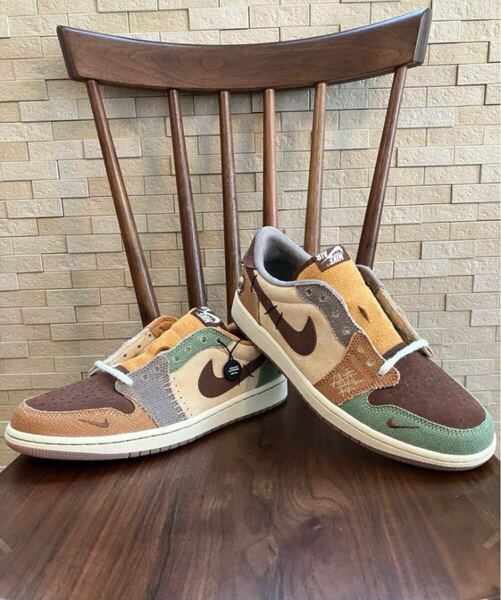 Zion Williamson × Nike Air Jordan 1 Low OG Flax and Oil Green ナイキ エアジョーダン1 ロー OG スニーカー