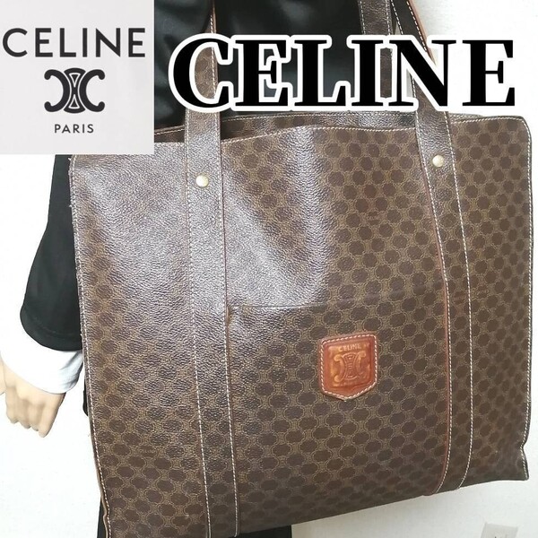A4収納可【美品】CELINE セリーヌ トートバッグ PVC レザー 肩掛け マカダム柄