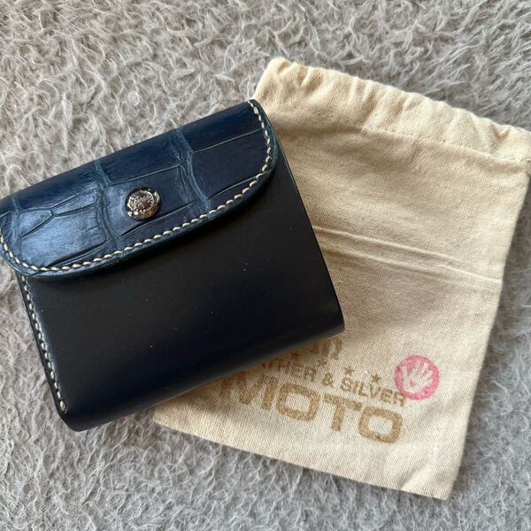 MOTO スペシャルアイテム クロコレザーコンビ ウォレット ネイビー 美品