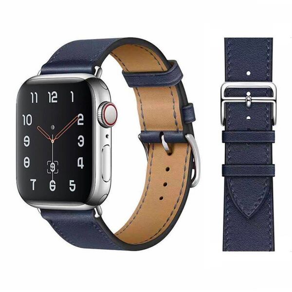 Apple Watch アップルウォッチ バンド 革ベルト レザーベルトレザーストラップ 38/40/41mm シリーズ2345678SE対応 ネイビー