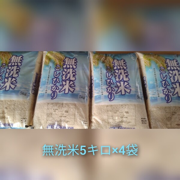茨城県産コシヒカリ無洗米20キロ(5キロ×4袋)