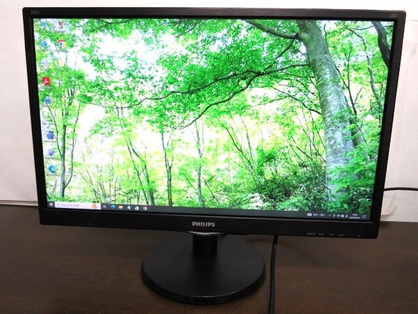 動作品◇PHILIPS・フィリップス 243V5Q/23.8インチワイド/HDMI液晶モニタ/1920x1080/W-LED システム/フルHD/HDCP/スピーカー 3-1