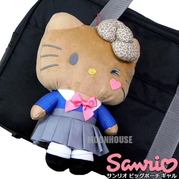 送料無料 サンリオ ハローキティ ブラウン ビッグポーチ ギャル ぬいぐるみ 高校生 キーホルダー 制服 コスプレ キティちゃん ストラップ★