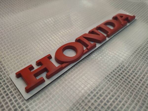 【ゆうパケット送料込】HONDA 3Dエンブレム(両面テープ付) レッド 縦2cm×横15cm ホンダ 金属製