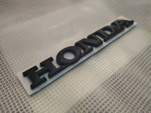 【ゆうパケット送料込】HONDA 3Dエンブレム(両面テープ付) マットブラック 縦2cm×横15cm ホンダ 金属製