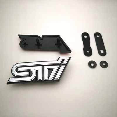 【ゆうパケット送料込】STI 3Dエンブレム (Fグリル用) シルバー/ブラック 縦4cm×横8cm スバル