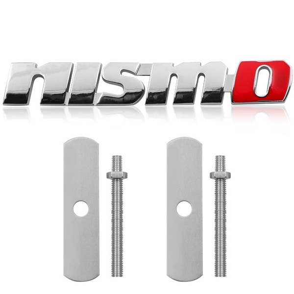 【ゆうパケット送料込】日産 NISMO 3Dエンブレム Fグリル用 縦2cm×横12.5cm メッキシルバー 金属製 ニスモ