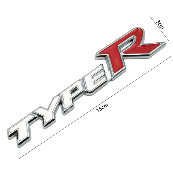 【ゆうパケット送料込】TYPE R 3Dエンブレム(縦3.2cm×横14.5cm) 白 ホンダ 無限 金属製