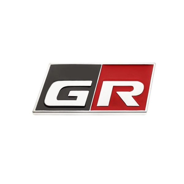 【ゆうパケット送料込】GR 3Dエンブレム(両面テープ) 黒/赤/銀 縦3.0cm×横5.8cm 金属製 TOYOTA 86 ヤリス