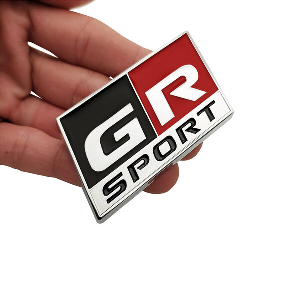 【ゆうパケット送料込】GR SPORT 3Dエンブレム(両面テープ) 黒/赤/銀 縦3.7cm×横5.8cm 金属製 TOYOTA 86 ヤリス