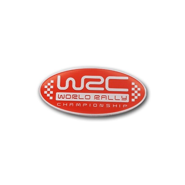 【ゆうパケット送料込】WRC エンブレムプレート 赤丸 縦4.0cm×横8.0cm SUBARU スバル STI アルミ製