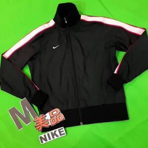 p2★美品 送料無料★NIKE ナイキ★スタンドカラー フルジップアップ ナイロン ブルゾン ジャケット 長袖★Mサイズ ブラック黒色