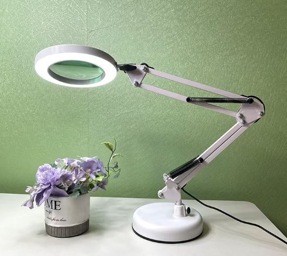 LEDライト 付き 拡大鏡 ルーペ スタンドルーペ 卓上 10倍 USB 電源 台座