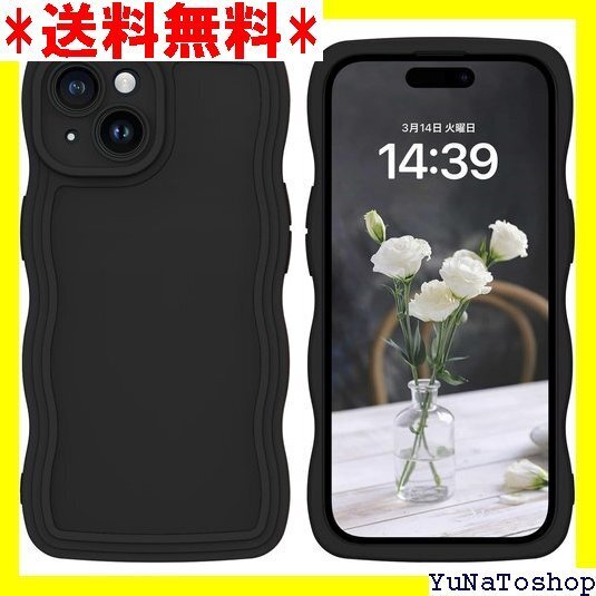 ☆送料無料☆ GUAGUA iPhone15 ケース ウェーブ いP ラップホ き アイフォン 15 6.1インチ用 黒い 227