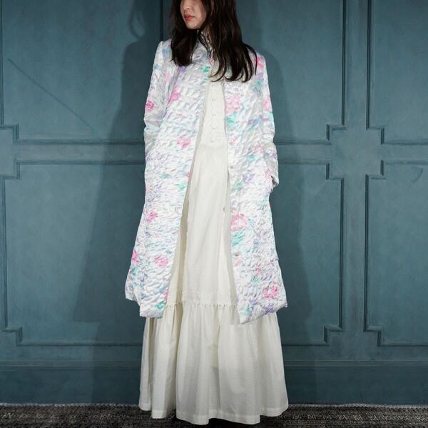 USA VINTAGE Twilight FLOWER PATTERNED DESIGN NIGHTY DRESS QUILTING COAT/アメリカ古着花柄デザインナイティドレスワンピース