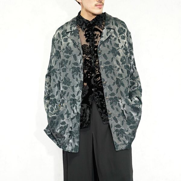 USA VINTAGE creation atelier FLOWER PATTERNED EMBROIDERYJACQUARD DESIGN JACKET/アメリカフ古着花柄ジャガード刺繍デザインジャケット