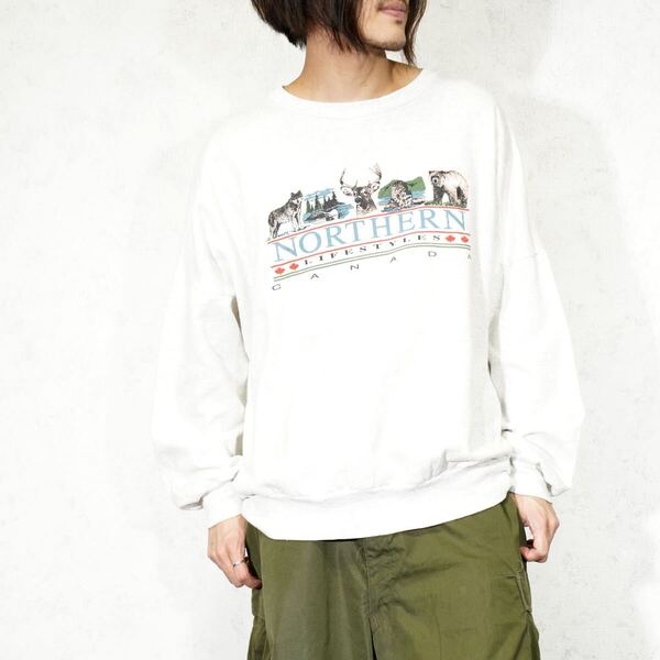 USA VINTAGE QUALITY GOODS ANIMAL PRINT DESIGN SWEAT SHIRT/アメリカ古着アニマルプリントデザインスウェット