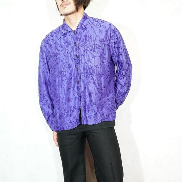 USA VINTAGE CHICO'S FLOWER EMBROIDERY JACQUARD DESIGN JACKET/アメリカ古着お花ジャガード刺繍デザインジャケット