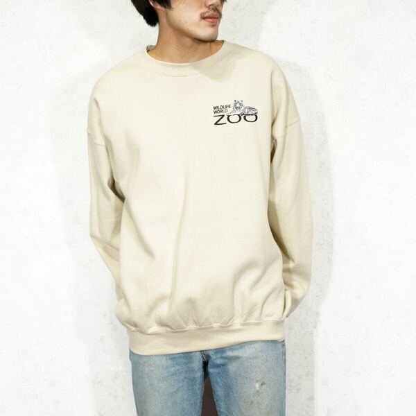 USA VINTAGE GILDAN ULTRA BREND WILDLIFE WORLD ZOO EMBROIDERY DESIGN SWEAT SHIRT/アメリカ古着動物園刺繍デザインスウェット