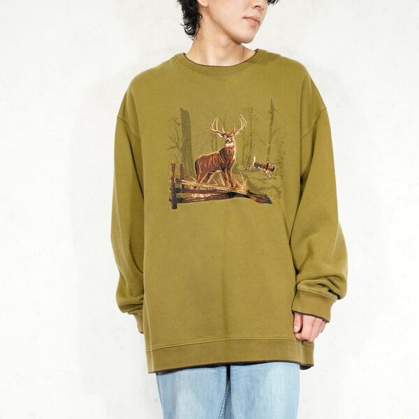 USA VINTAGE croft&barrow DEER EMBROIDERY DESIGN SWEAT SHIRT/アメリカ古着シカ刺繍デザインスウェット